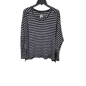 Free People Size X-Small Oversized Striped Top Blouse We The Free Black